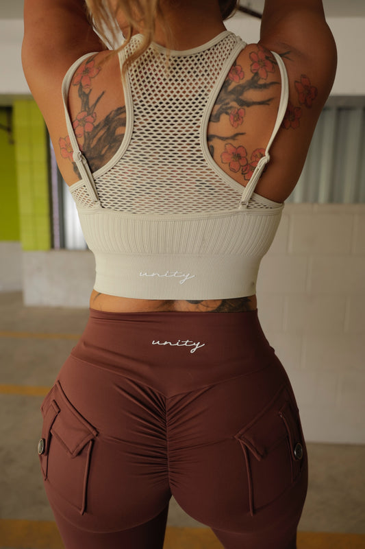 Hollow Sports Bra (Cream)