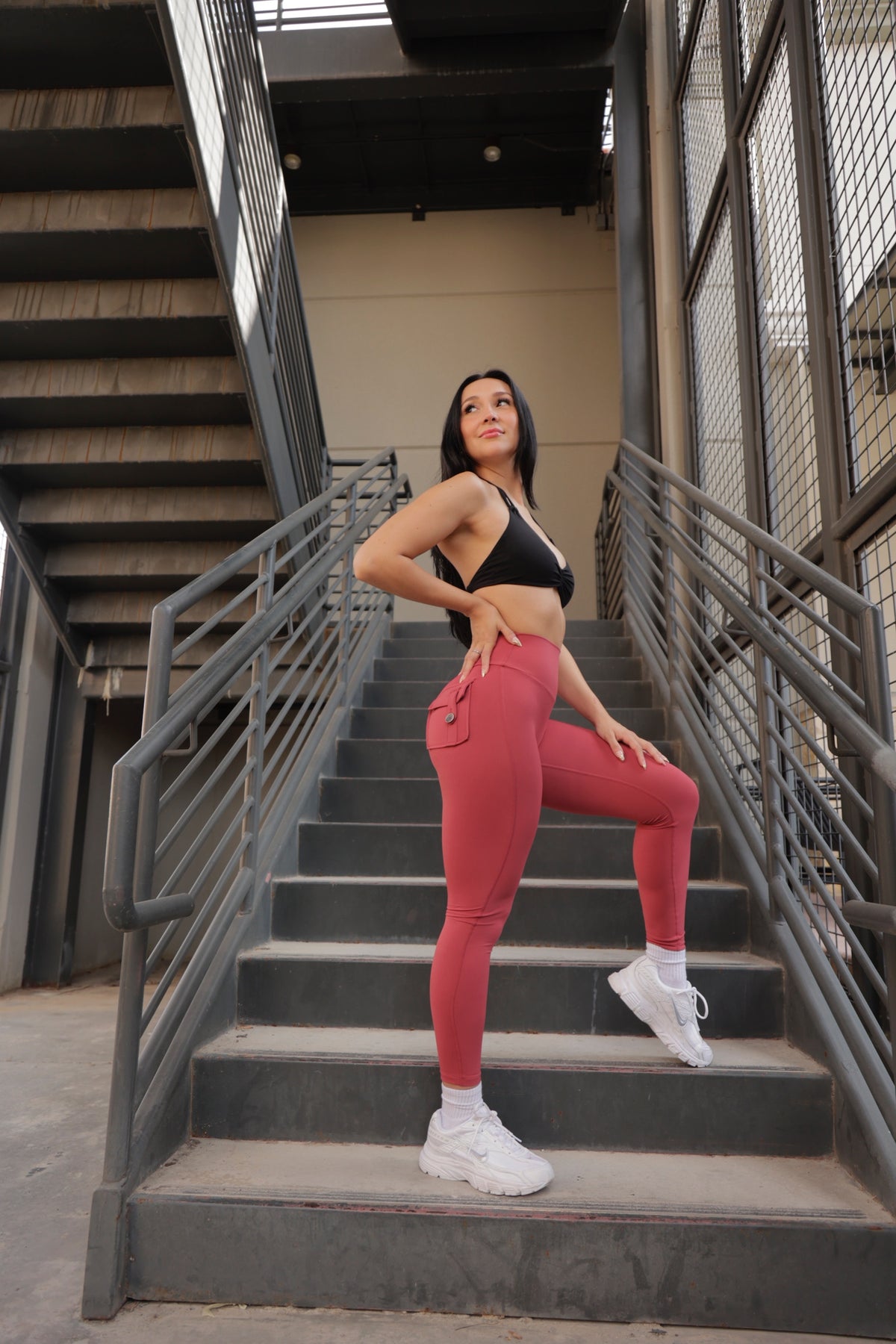 Booty Gainz Pocket Leggings (Pastel Maroon)