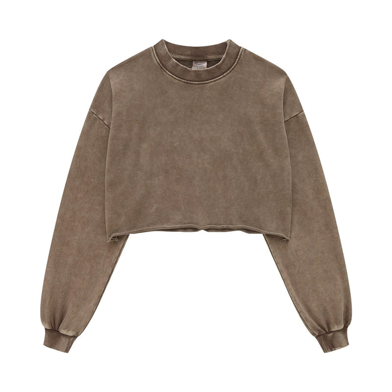 Acid wash cut off sweatshirt (Brown )