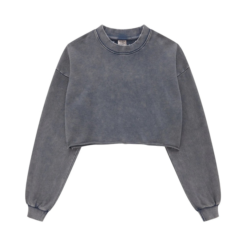 Acid wash cut off sweatshirt (Blue)